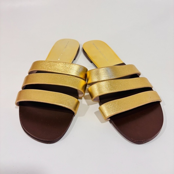 ZARA Brown & gold flat sandals - Picture 4 of 6